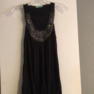 Long black embellished top
